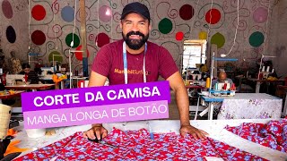 CAMISA DE MANGA LONGA COM BOTÃO (PARTE #01 (*CORTE*)✂️#cortes#direto#pecas#modelagem#costuracriativa
