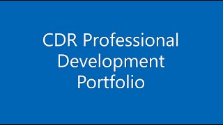 CDR Professional Development Portfolio   Part 1