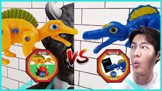 스피노사우루스 vs 오우라노사우루스 공룡메카드 장난감 배틀영상 44화 상황극 놀이에요. spinosaurus dinosaur toy [히히튜브]