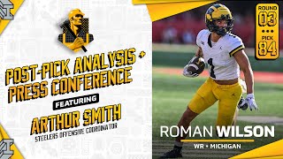 Steelers select WR Roman Wilson (R3, P84): OC Arthur Smith Post-Pick Press Conference + Analysis