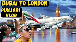 ਲੰਡਨ ਵਾਪਸ ਜਾ ਰਿਹਾ ਹੈ ਦੁਬਈ ਤੋਂ ਲੰਡਨ EMIRATES DUBAI TO LONDON HEATHROW FLIGHT PUNJABI COUPLE VLOG