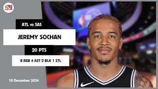 JEREMY SOCHAN 20 PTS vs ATL 19 Dec 24-25 SAS Highlights