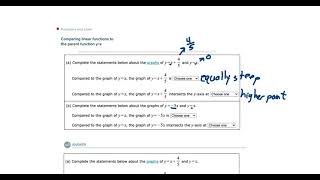 Comparing linear functions to the parent function y=x