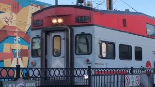 Caltrain (#307) Cab Car 119 Slams horn pass crossings at San Mateo.