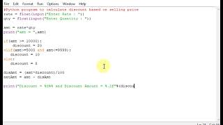 Python program to calculate discount based on selling price