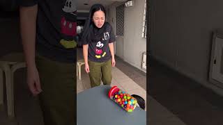 Mom helps baby get the gumball 🤣👶🏻😱🌈✅❤️🚀