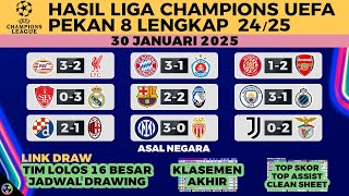 DAFTAR TIM LOLOS 16 BESAR \u0026 PLAYOFF, HASIL LIGA CHAMPIONS TADI MALAM, KLASEMEN, Jadwal Draw UCL 2025