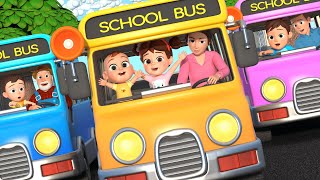 Wheels On The Bus | 3 Colored Buses Version +More Newborn Nursery Rhymes & Original Kids Songs