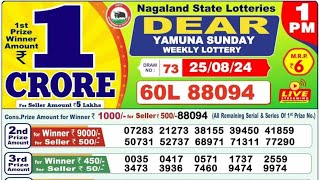 Nagaland State Dear lottery Result Live | Nagaland State Dear Yamuna Sunday Weekly lottery result