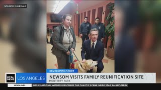 Gov. Newsom visits family reunification site after Monterey Park mass shooting