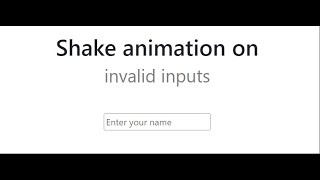 HTML & CSS shake animation on invalid input