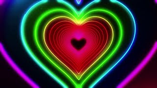 Neon Lights Heart Motion Background || Neon Light Heart Tunnel Free VJ Loops || VJ Loops 2021