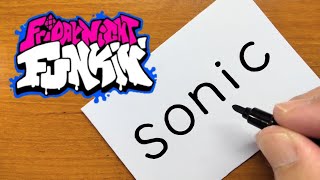 How to turn words SONIC（Mecha Sonic｜Friday Night Funkin'）into a cartoon - How to draw doodle art