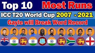 🏆 Top 10 🏆 Most Runs in All T20 World Cup - 2007 - 2016🏆 Highest Runs in ICC T20 World Cup History