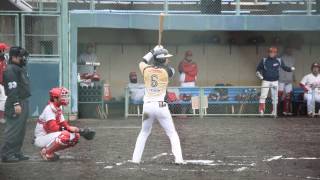 野崎新矢選手（栃木ＧＢ）7回表ライトヒット 2017年3月26日vs千葉熱血at藤代（交流戦）