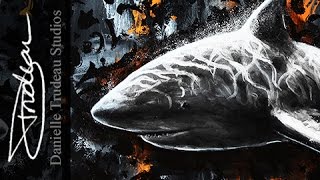 Dark Waters - Bull Shark Time-Lapse Painting by Danielle Trudeau