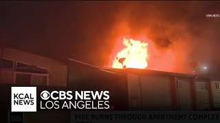Fire burns through Pomona apartment complex