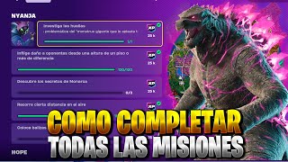 COMO COMPLETAR TODAS LAS MISIONES DE GODZILLA DE NYANJA EN FORTNITE