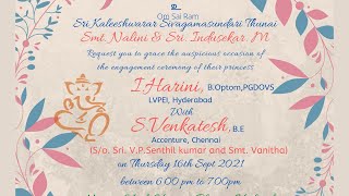 Harini with Venkatesh - Engagement Ceremony Live !