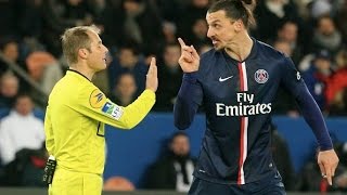 Ibrahimovic ignores the referee's call and refuses to walk up to him