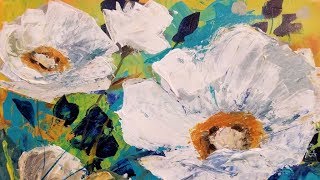 Easy Abstract Contemporary Floral Palette Knife Tutorial LIVE Acrylic Painting