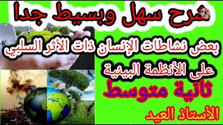 بعض نشاطات الإنسان ذات الأثر السلبي على الأنظمة البيئية ثانية متوسط