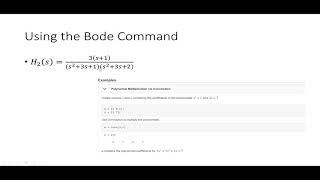 Using MATLAB's bode Command