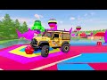 transporting pixar cars u0026 fruits with colored u0026 john deere vs claas vs tractors beamng.drive 308