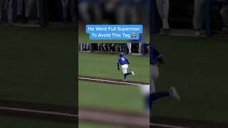Indiana State Baseball Player Goes  Superman To Avoid Tag #shorts #sports