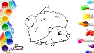 HOW TO DRAW AND COLORING A CUTE HEDGEHOG | STEP BY STEP