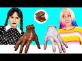 Real Food vs Chocolate Food Challenge with Wednesday Addams by RaPaPa