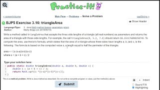 Java Practice It || 3.16 cylinderSurfaceArea || method basics, parameters, return, math.
