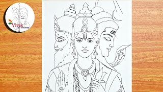 Guru Purnima Special Drawing | Lord Brahma Vishnu Mahesh Drawing Step by Step