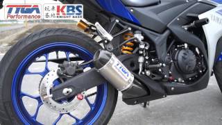 TYGA R3改裝超短款排氣管聲音檔實錄 Set, Pipe, Slip On, Stainless, Oval/Carbon End Cap, Yamaha R25/R3 EXPS-0059