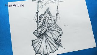 Holi drawing/How to draw Radha Krishna/Indian radha krishna painting/Dol utsav