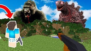 AMIGOS PROTEGEM A CIDADE DA DESTRUIÇÃO DO KING KONG E GODZILLA NO MINECRAFT!!