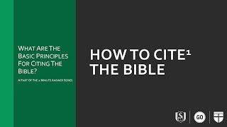 How to Cite the Bible