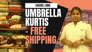 🌸 ரூ.400/மட்டுமே-Limited stock - CASUAL LONG UMBRELLA KURTIS - FREE SHIPPING | 🌸