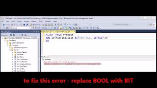 MSSQL - Fix Error - Column, parameter, or variable Cannot find data type BOOL