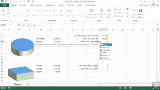 How to use Excel formula of (Area And Volume Calculations)