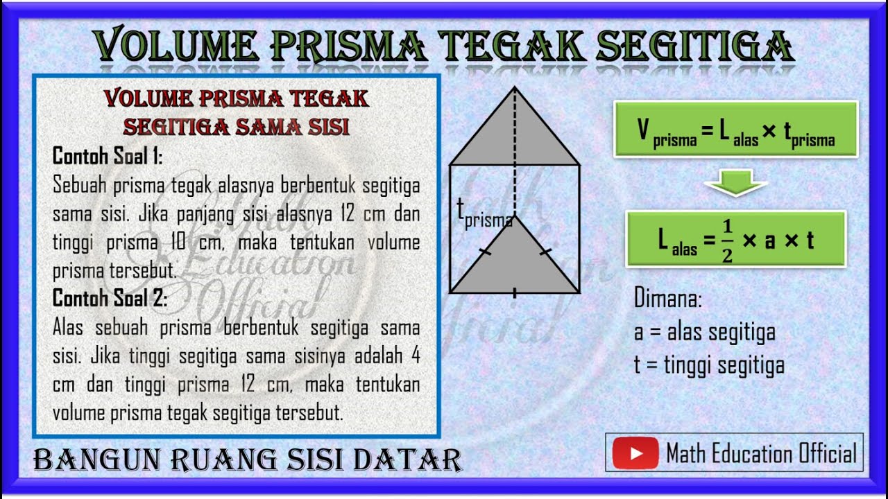 Volume Prisma Tegak Segitiga Sama Sisi - YouTube