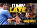 PURE DRAMA | Magnus Carlsen arrives 11 minutes late on a Bike against 2550 rated GM