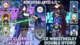 NEW SPIRAL ABYSS 4.7! C0 Clorinde Aggravate & C0 Wriothesley 2 Hydro | Floor 12 - 9⭐