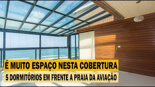 É MUITO ESPAÇO NESTA COBERTURA EM FRENTE A PRAIA DA AVIAÇÃO COM 5 DORMITÓRIOS E PISCINA PRIVATIVA