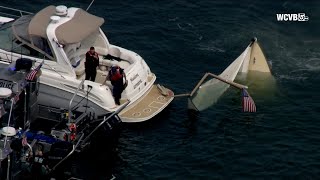 Sailboat, motorboat apparently collide off coast of Hingham