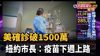 美確診破1500萬 紐約市長：疫苗下週上路－民視新聞