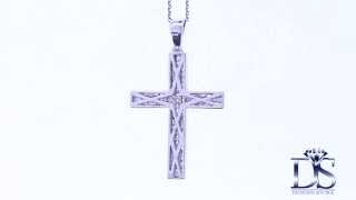 14kt White Gold Cross Pendant of 3.18ct diamonds PEN-171650