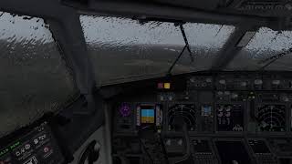 Extreme scary stormy 737 Landing with HEAVY RAIN | X-Plane 11