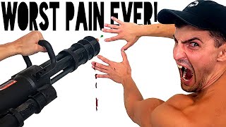 Minigun VS My Fingernails *WORST PAIN I'VE EVER FELT* | Bodybuilder VS Crazy Airsoft Challenge