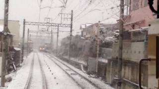 神鉄 普通粟生行 西鈴蘭台から三木上の丸 5001F 2014/2/14金 雪景色の粟生線